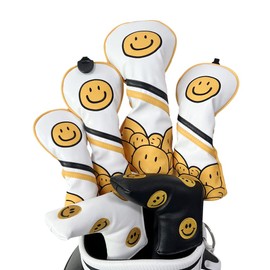 Smile Headcover Golf Driver Wood Utility Putter Cover Pin Fit Scotty Cameron Odyssey Smile Yellow (1pc for UT)