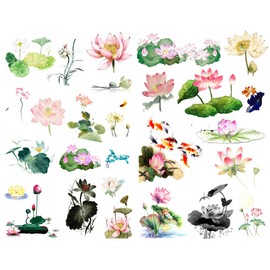 Seasonstorm Ink Painting Lotus Precut Decoration Album Planner Stickers Scrapbooking Diary Sticky Paper Flakes (PK389)