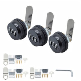 Fuyfa 3 Pack Combination cam Lock,Combi Cabinet Drawer Locks Security for Cabinet Filing Drawers Mailbox (Black, 3/4 inch)