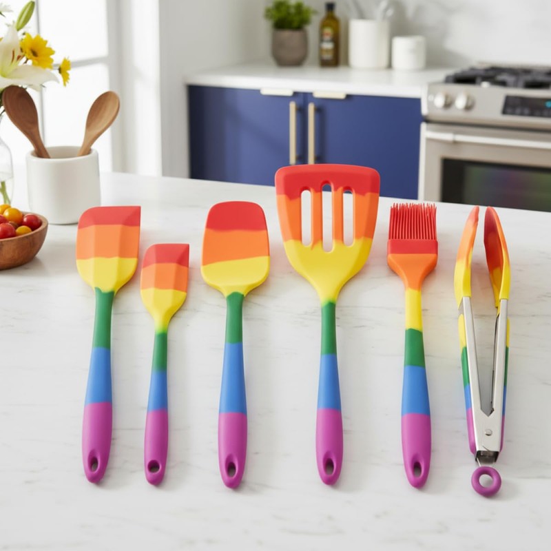 Cooking With Pride Non-Stick Scraper Spatula, Heat-Safe Silicone With Iron