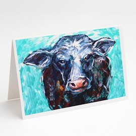 Caroline's Treasures Moo Cow Greeting Cards Pack of 8 Blank Cards with Envelopes Whimsical A7 Size 5x7 Blank Note Cards