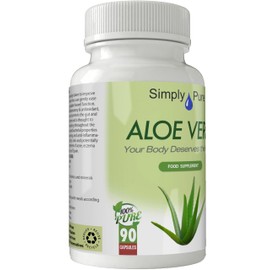 Simply Pure Vegan Aloe Vera Supplement, 25mg of 200:1 Extract, Equivalent to 5g Pure Aloe Vera, Capsules x 90, Gluten Free, GM Free