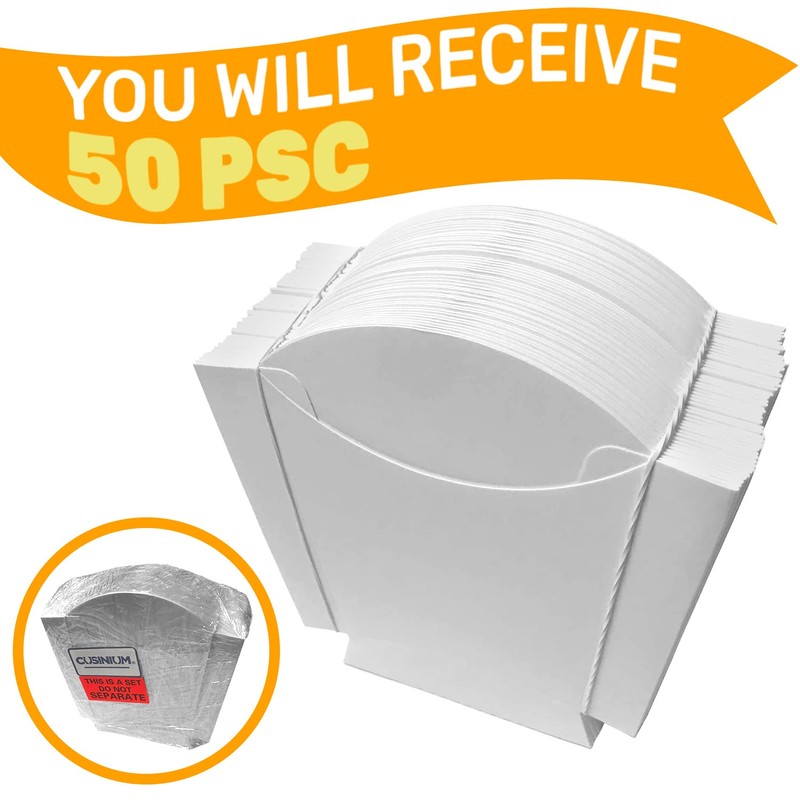 CUSINIUM [5.5 oz] 50-Pack Medium White French Fry Containers -