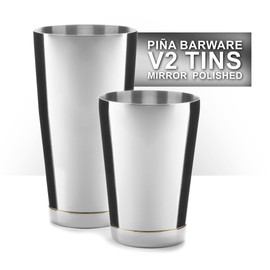 Piña Barware Stainless Steel Commercial Bar Boston Shaker Tin Set - 28oz. & 18oz. / Mirror Polished Finish (V2-1 Pair)