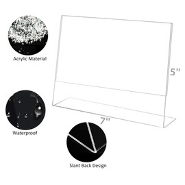 Bolidery 5x7 Acrylic Picture Frames, Set Of 6 Clear Acrylic Frameless Gift for Desktop Display, Standing Picture or Display Sign Holder with Inserts for Home Office- Horizontal