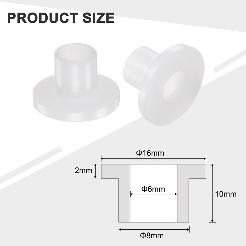 sourcing map 24pcs Flanged Sleeve Bearings Plastic Bushings ID 6mm