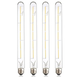 Leools Vintage LED Filament Bulb T300, 6W Dimmable T10 Edison Light Bulb Long Tubular Antique LED Light,E26 Base,Clear Glass,Warm White,2700K, 600LM(60W Equivalent),11.81in(300mm), Pack of 4