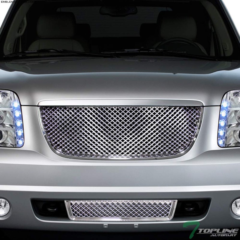TLAPS 7422438780799 Compatible With 2007-2014 GMC Yukon/XL/Denali Chrome Mesh Front
