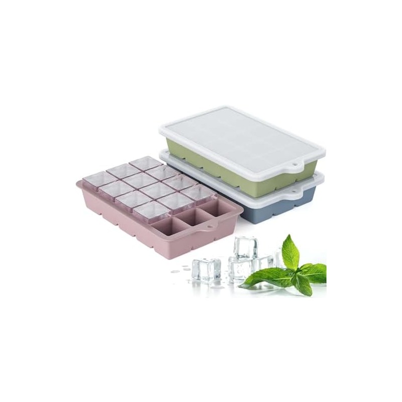 3 PCS Cubitera de silicona, Bandejas de Silicona para Cubitos