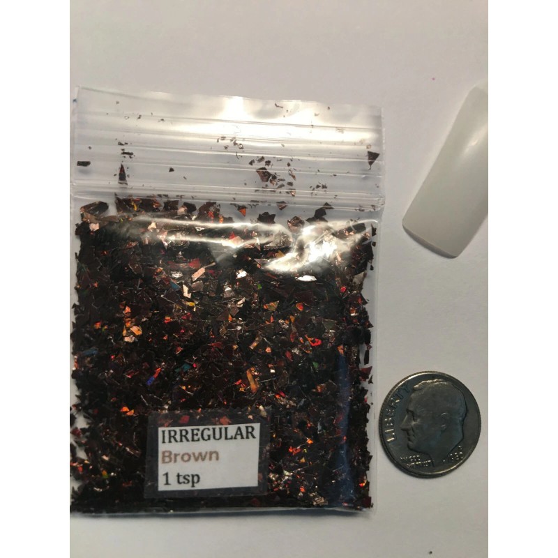 Baby Emma Solvent Resistant IRREGULAR shape Glitter (BROWN) Nail Art