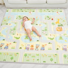 Alfombra de juego para niños Bebe, 160 x 180 x 1 cm, alfombra de suelo XXL de espuma gruesa plegable reversible  alfombra de despertar para bebé...   