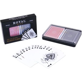 2-Decks Royal Poker Size 100% Plastic Playing Cards Set in Plastic Case, Waterproof (Large (Jumbo) Index)
