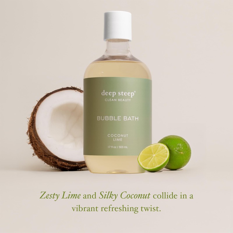 Deep Steep Bubble Bath, Coconut Lime 17 oz – Hypoallergenic,