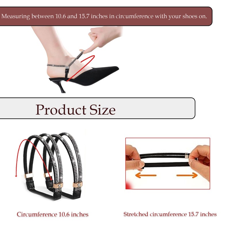 Elastic Shoe Ankle Straps for High Heels, Replacement Straps (3pcs-a)