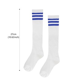 ALLY-MAGIC Knee High Socks, Casual Thigh High Socks White Black Striped Boot Socks, 3 Striped Long Tube Stockings for Women Girls Daily Wear Y7TWGXW (blue)