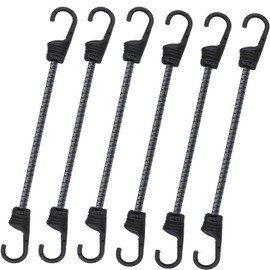 Bungee Cords with Dual Hooks, 12inch 6Pack Mini Bungee Straps 1/3 Inch Strong Elastic Rope Securing Tie Down for Camping,Tarps, Luggage,Bike Rack, Tent