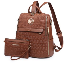 MKP COLLECTION Women Fashion Backpack Purse Multi Pockets Anti-Theft Rucksack Travel Shoulder Bag Handbag Set 2pcs