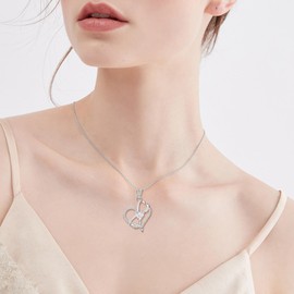 Elensan Charms Sterling Silver Pendant Necklace for Women Love Heart with Cubic Zirconia Infinity Hypoallergenic Jewelry Fashion Birthday Gift for Women