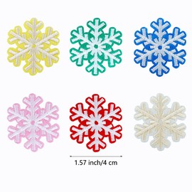 SaktopDeco 24 PCS Colorful Snowflake Iron On Patches - Embroidery Patch for Winter Theme Clothes DIY Accessories