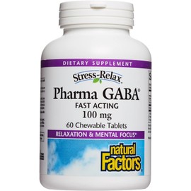 Natural Factors Natural Factors Stress-Relax Chewable Gaba 100 milligrams, Tropical Fruit Flavor, 60 Tablets (30 Servings)