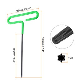 sourcing map T Handle Hex Key Wrench T20 Torx Star 6 Point T-Key Hexagon Wrenches Spanner Repair Tool with Cushion Grip