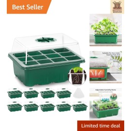 10-Pack Seed Starter Kit with Humidity Dome - Mini Greenhouse for Growing Seeds