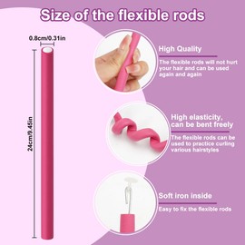 30 Stück Rosa Flexible Hair Curlers Flexi Rods Lockenwickler über Nacht Schaumstoffstab für Locken 24×0.8cm, Flexible Lockenstab Twist Schaum Hitzefreie Lockenwickler, Weich Schaum Ohne Hitze