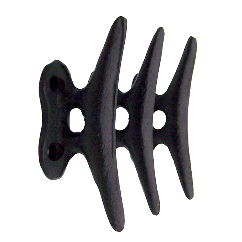 Wowser Nautical Black Cast Iron Boat Cleat Wall Hooks, 3.5