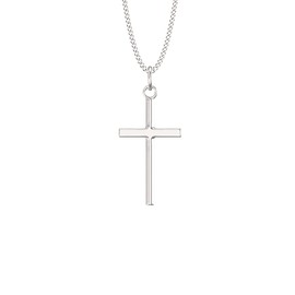 Aeon Jewellery Simple Cross Necklace - 925 Sterling Silver | Adjustable 16-18 Inch Chain | Plain Crucifix | Polishing Cloth Included