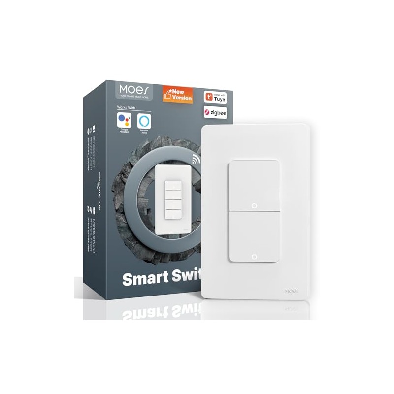 MOES Zigbee - Interruptor Inteligente de 2ª Generación 2 polos,