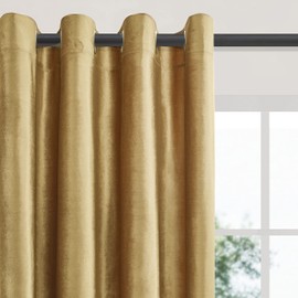 BULBUL Velvet Gold Curtains 95 inch Length- Living Room Blackout Thermal Window Drapes Darkening Decor Grommet Curtains for Bedroom Set of 2 Panels