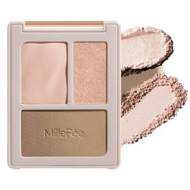 Milfee Cheat Face Contour Palette (04 Shimmering Beige) Highlights Shading Matte Highlights No Glittering Nose Shadow 3D Fee Small Face MilleFee (Matte/Glossy)