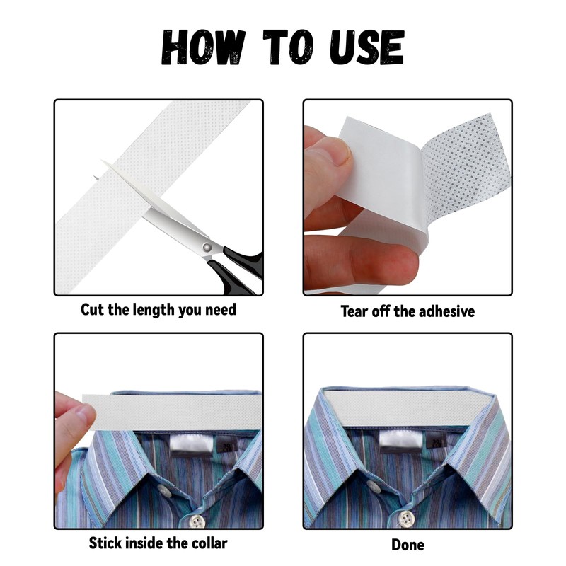 3 Rolls Sweat Pads Collar Protectors Self-Adhesive Absorbent Disposable Tape