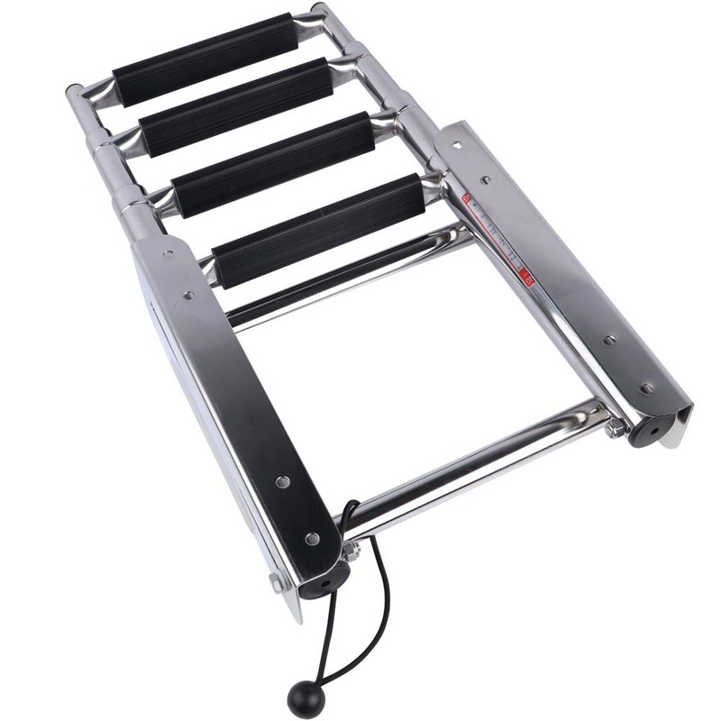 Stainless Steel Telescopic 4 Step Pontoon Boat Ladder, Extendable Dive
