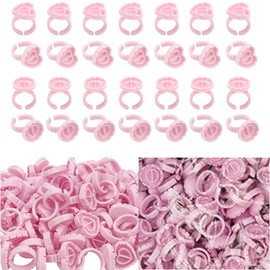Taicols Glue Rings for Eyelash, 200 Pcs Lash Glue Ring, Extension Glue Rings, Lash Extension Supplies, Smart Glue Rings, Disposable Glue Ring, Lash Fan Blossom Glue Cups, Glue Holder, Beauty Tools