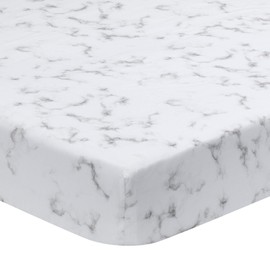 Lambs & Ivy Signature Gray/White Marble Organic Cotton Fitted Crib Sheet