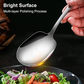 Set of 3 Serving Spoons, Stainless Steel, 25 cm Serving Spoon, Large Cooking Spoon, Serving Spoon, Serving Spoon, Serving Spoon with Long Handles, Serving Cutlery for Banquet, Restaurant