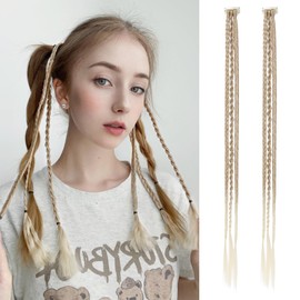 REECHO Clip in Braids, 6 PCS Braid Hair Extensions Clip in Baby Braids, 3 Braids on One Clip 6 Braids Total, 22" Long Natural Soft Synthetic Hairpieces (Dark Blonde with Light Ends)