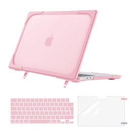 MOSISO Hülle Kompatibel mit MacBook Air 15 Zoll 2024 2023 M3 A3114 M2 A2941, Hartschale Case für MacBook Air Laptop Hülle mit Klappständer&Tastaturabdeckung&Bildschirmfolie,Rosa