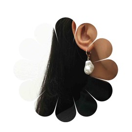 Inilbran Boho Pearl Earrings Gold Baroque Pearl Earrings Vintage Irregular Pearl Earrings Minimalist Pearl Earrings Jewellery for Women and Girls, Zinc, No Gemstone