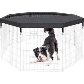 Dog Pet Playpen 8 Panel 24 Inch Top Cover for Small Medium Pets Indoor Outdoor (Only Cover,Playpen Not Included)(Black Top Cover)