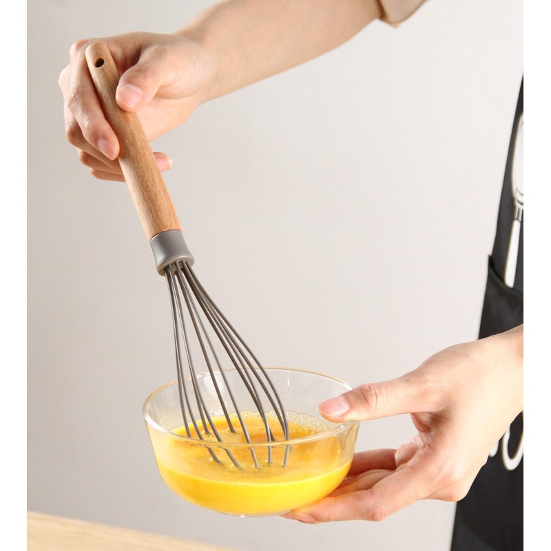 NAYAHOSE Wooden Kitchen Utensils Set with Holder, NAYAHOSE 9 Pcs