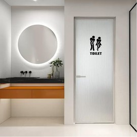 2Pcs Toilet Stickers, Bathroom Decorations, Men's and Women's Toilet Signs, 3D Toilet Stickers, PVC Stickers, Funny Toilet Door Signs, Waterproof Stickers Removable Toilet Door Sign Sticker