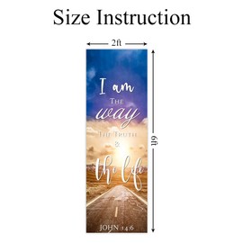 Church Worship Banner for Church Sanctuary Decor 2x6ft-I am the way the truth & the Life John 14:6