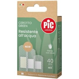 Pic Solution Green Sugar Cane and Aloe Waterproof Plasters Mix Pack of 40 Size 7 x 2 mm 20 Pieces 6 x 2 mm 10 Pieces 4 x 2 mm 10 Pieces