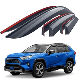 Goodyear Shatterproof Window Deflectors for Toyota RAV4 2019-2025, Tape-on Rain Guards, Window Visors, Vent Deflector Visor, Car Accessories, 6 pcs. - GY008823
