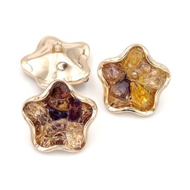 5 Pcs Shank with Stone Plating Buttons Metal Buttons Apparel Sewing Accessories(Yellow,25mm)