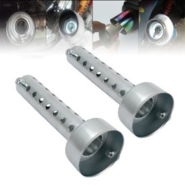 Riloer 2X 42Mm Universal Motorcycle Exhaust Muffler Baffle Db Killer Short Silencer, Silver