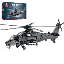 Reobrix Military Helicopter Building Set, WZ-10 Helicopter Toy Plane Model Home Decor, Military Army Airplane Building Kit for Teens Adults, Gifts for Collectors and Aviation Enthusiasts 14+ (1366PCS)