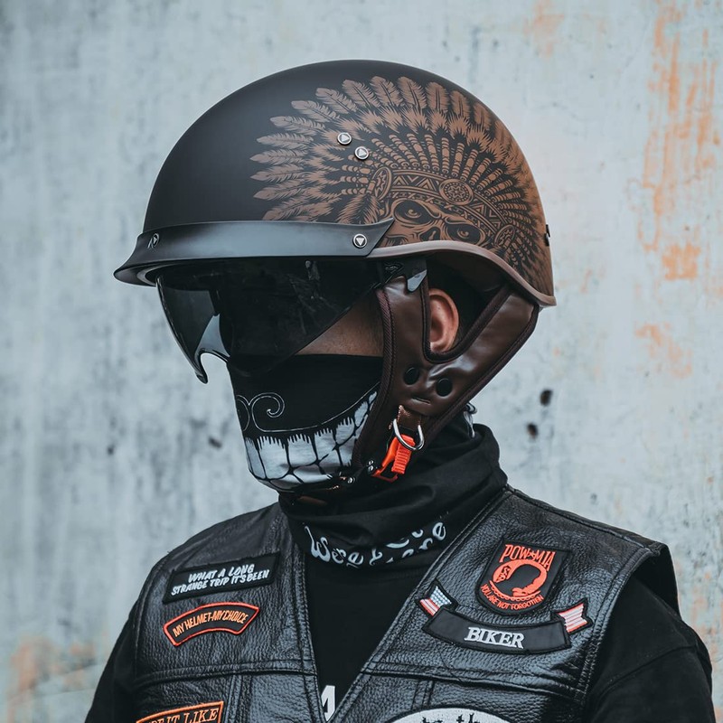 VCOROS Half Helmet Motorcycle DOT Approved Open Face Helmet F07